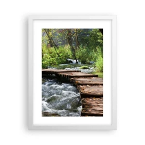 Póster en marco blanco - Sobre una cascada de espuma - 30x40 cm