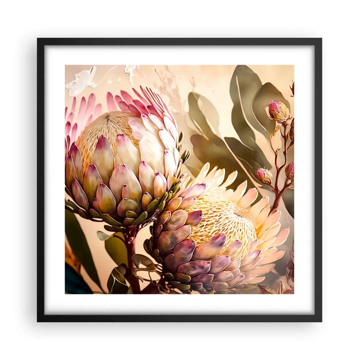 Póster en marco negro - Abrazados con ternura - 50x50 cm