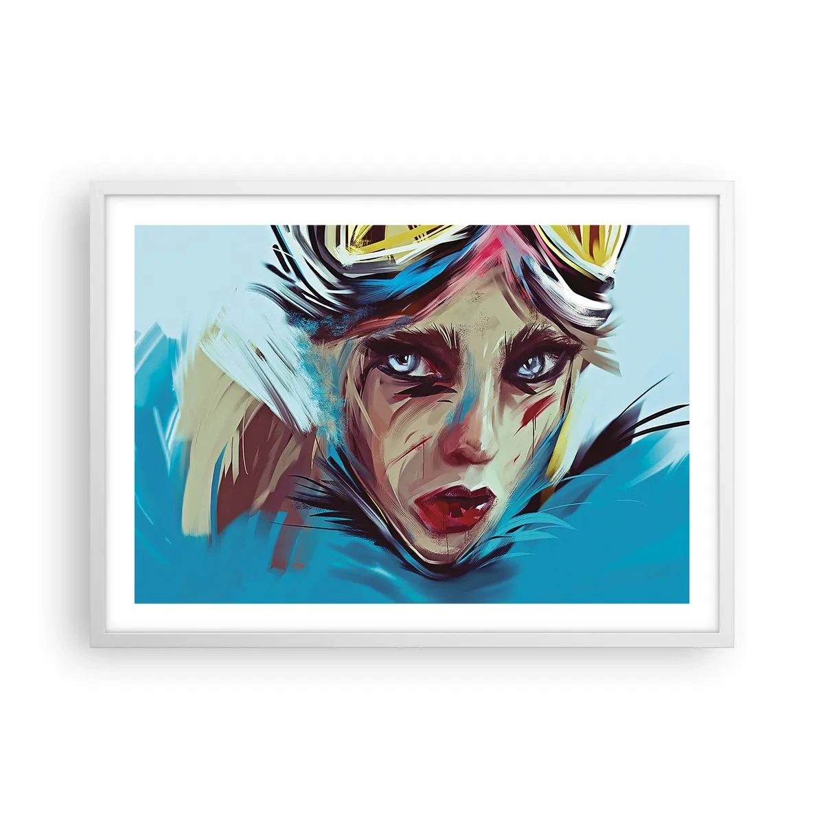 Póster en marco blanco - Guerrera colorida - 70x50 cm