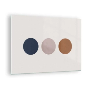 Cuadro sobre vidrio - Impresiones sobre Vidrio - Una composición minimalista de tres círculos coloridos. - 70x50cm - Símbolo de perfección - Decoración de pared moderna para salón y dormitorio ARTTOR
