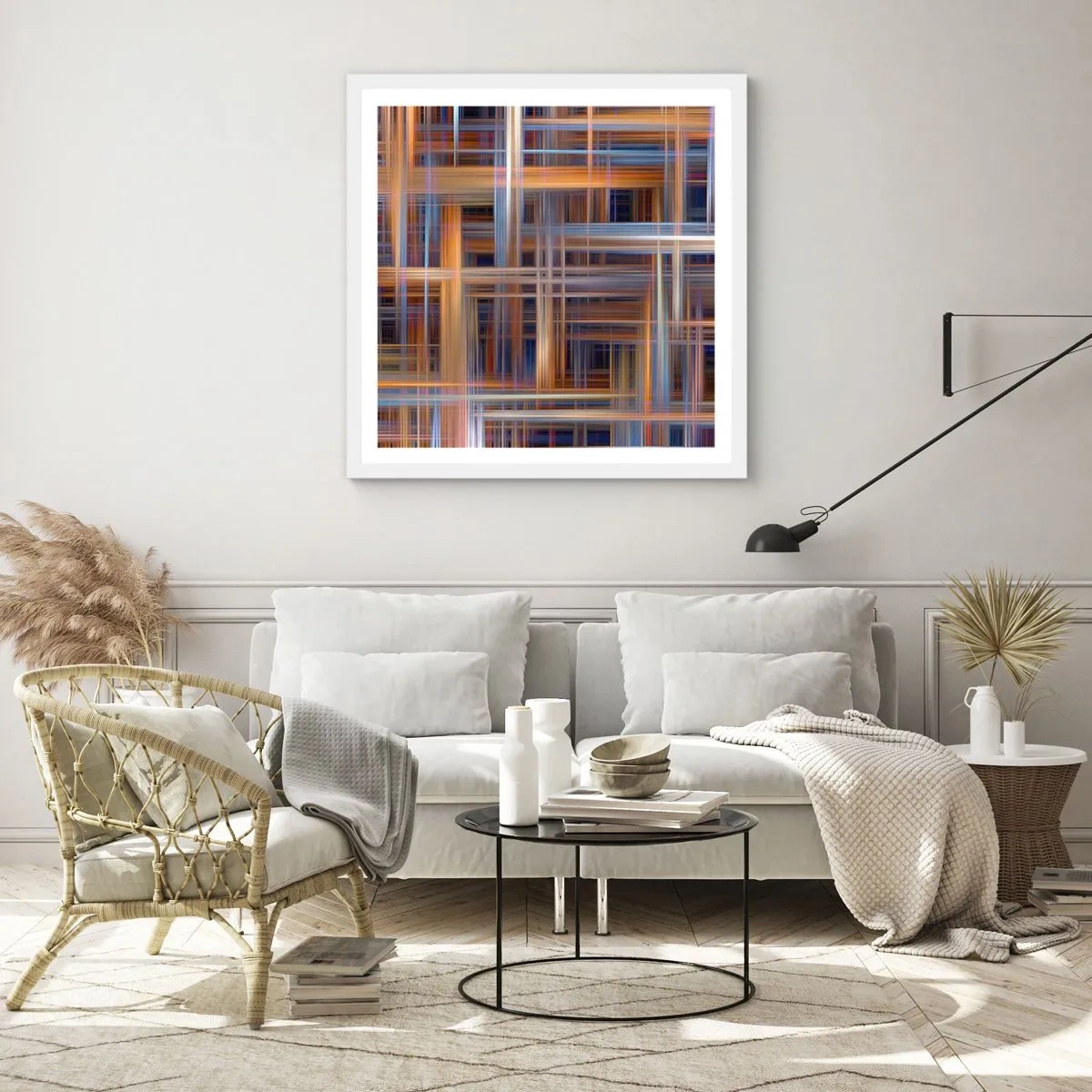 Póster en marco blanco - Tejido de luz - 60x60 cm