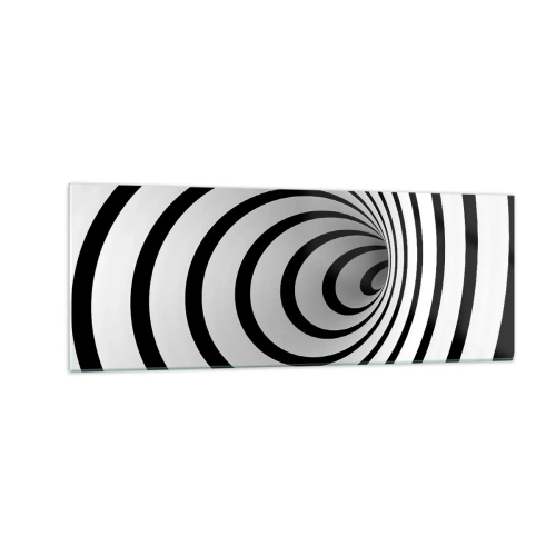 Cuadro sobre vidrio - Impresiones sobre Vidrio - Una espiral en blanco y negro que crea un efecto hipnótico. - 140x50cm - ¿Tampoco puedes resistirte? - Decoración de pared moderna para salón y dormitorio ARTTOR