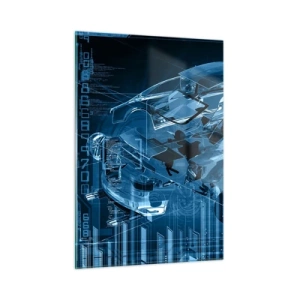 Cuadro sobre vidrio - Impresiones sobre Vidrio - Diagrama tecnológico de un coche de estilo futurista. - 50x70cm - Anatomía del ingeniero - Decoración de pared moderna para salón y dormitorio ARTTOR