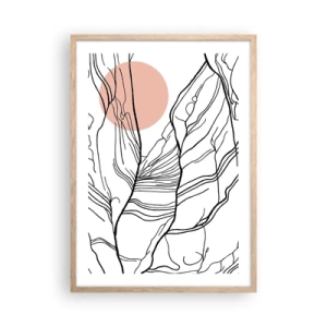 Póster en marco roble claro - En una red de ramas - 50x70 cm