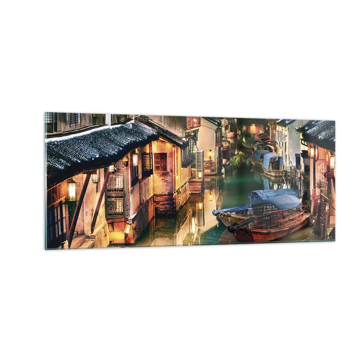 Cuadro sobre vidrio - Impresiones sobre Vidrio - Noche en una calle china - 100x40 cm