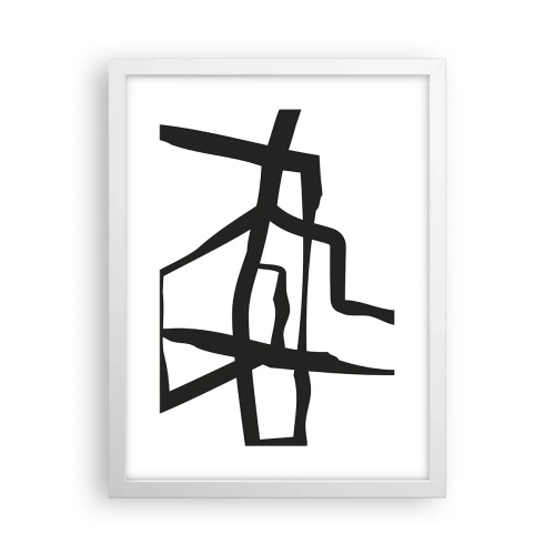 Póster en marco blanco - Construcción en blanco y negro - 30x40 cm