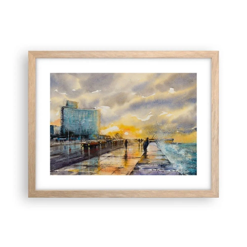 Póster en marco roble claro - Vida en la orilla - 40x30 cm