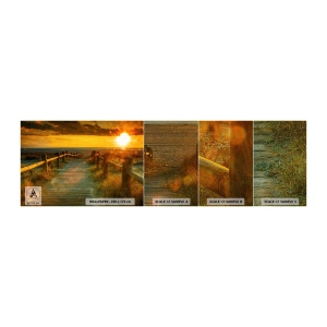 Muestra de fotomural Premium Sand - Bañado en oro viejo - Paisaje, Mar, Descenso a la playa - 100x30 cm