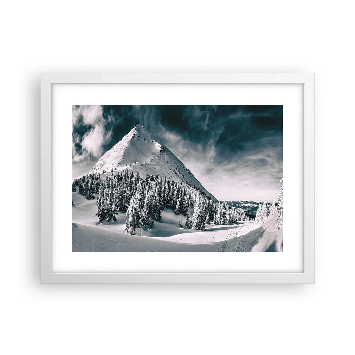 Póster en marco blanco - Tierra de nieve y hielo - 40x30 cm