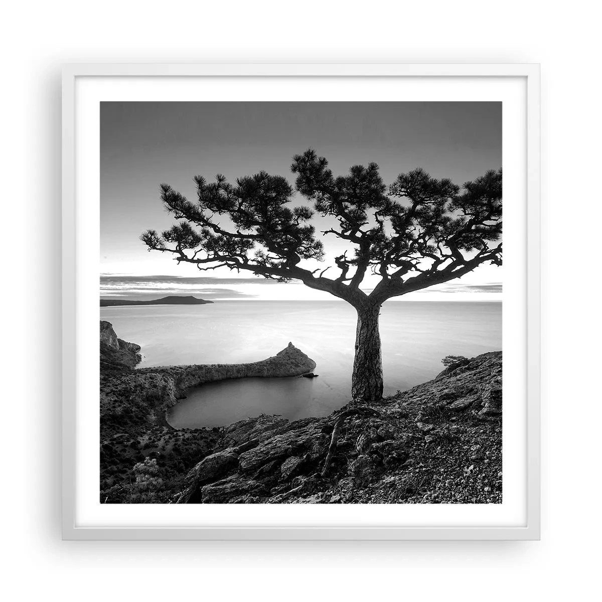 Póster en marco blanco - Calma hasta el horizonte - 60x60 cm