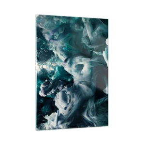 Cuadro sobre vidrio - Impresiones sobre Vidrio - La danza de las pinturas en el agua crea formas abstractas. - 50x70cm - Un movimiento de color - Decoración de pared moderna para salón y dormitorio ARTTOR