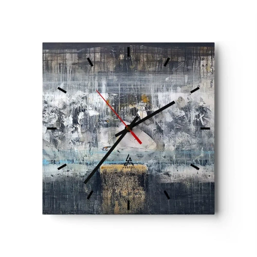 Reloj de pared - Reloj de vidrio - Composición abstracta en tonos fríos - 30x30cm - Hielo abstracto - Decoración de pared moderna para salón y dormitorio ARTTOR