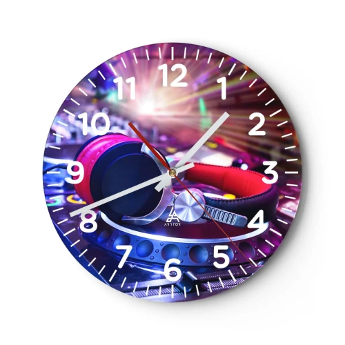 Reloj de pared - Reloj de vidrio - Empieza la fiesta - 40x40 cm