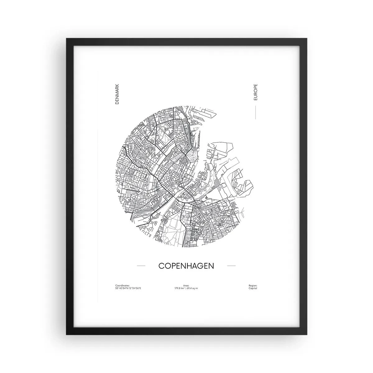 Póster en marco negro - Anatomía de Copenhague - 40x50 cm