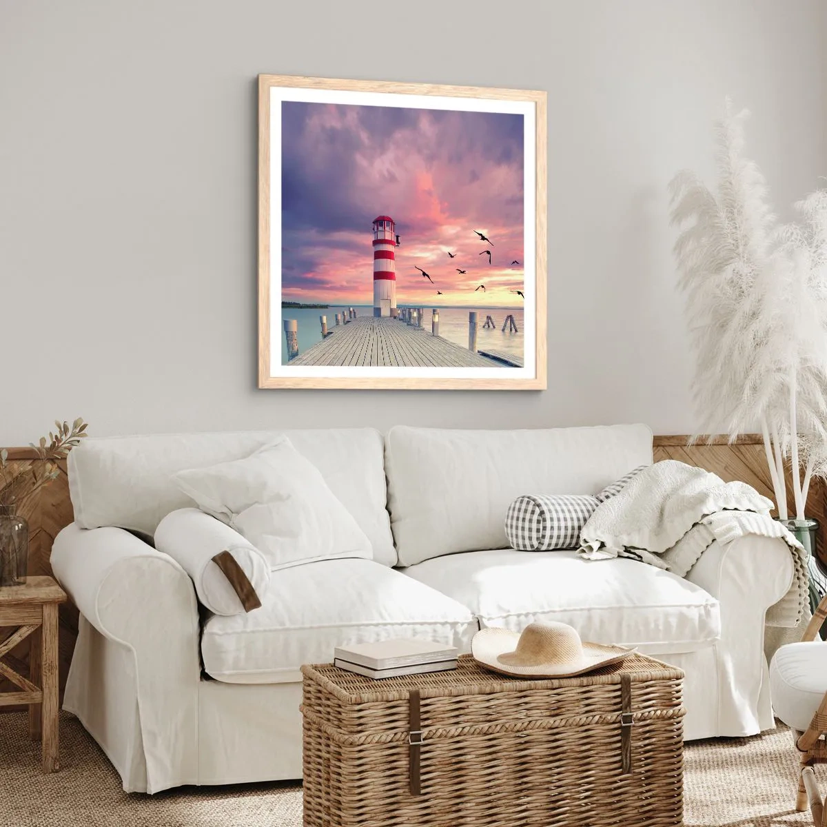 Póster en marco roble claro - Hora de ir al puerto - 60x60 cm