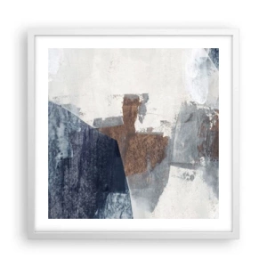 Póster en marco blanco - Formas azules y marrones - 50x50 cm