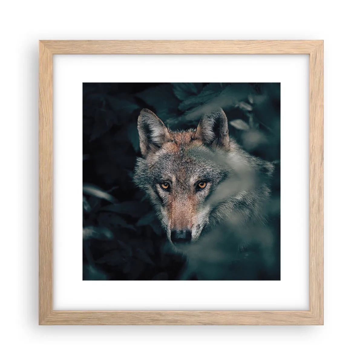 Póster en marco roble claro - Cazador - 30x30 cm