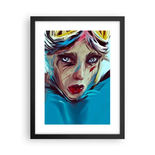 Póster en marco negro - Guerrera colorida - 30x40 cm