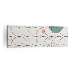 Cuadro sobre lienzo - Impresión de Imagen - Patrón geométrico con círculos de colores sobre un fondo claro. - 160x50cm - Con espíritu pop-art - Decoración de pared moderna para salón y dormitorio ARTTOR