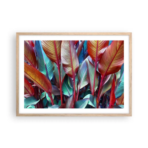Póster en marco roble claro - Un matorral de colores - 70x50 cm