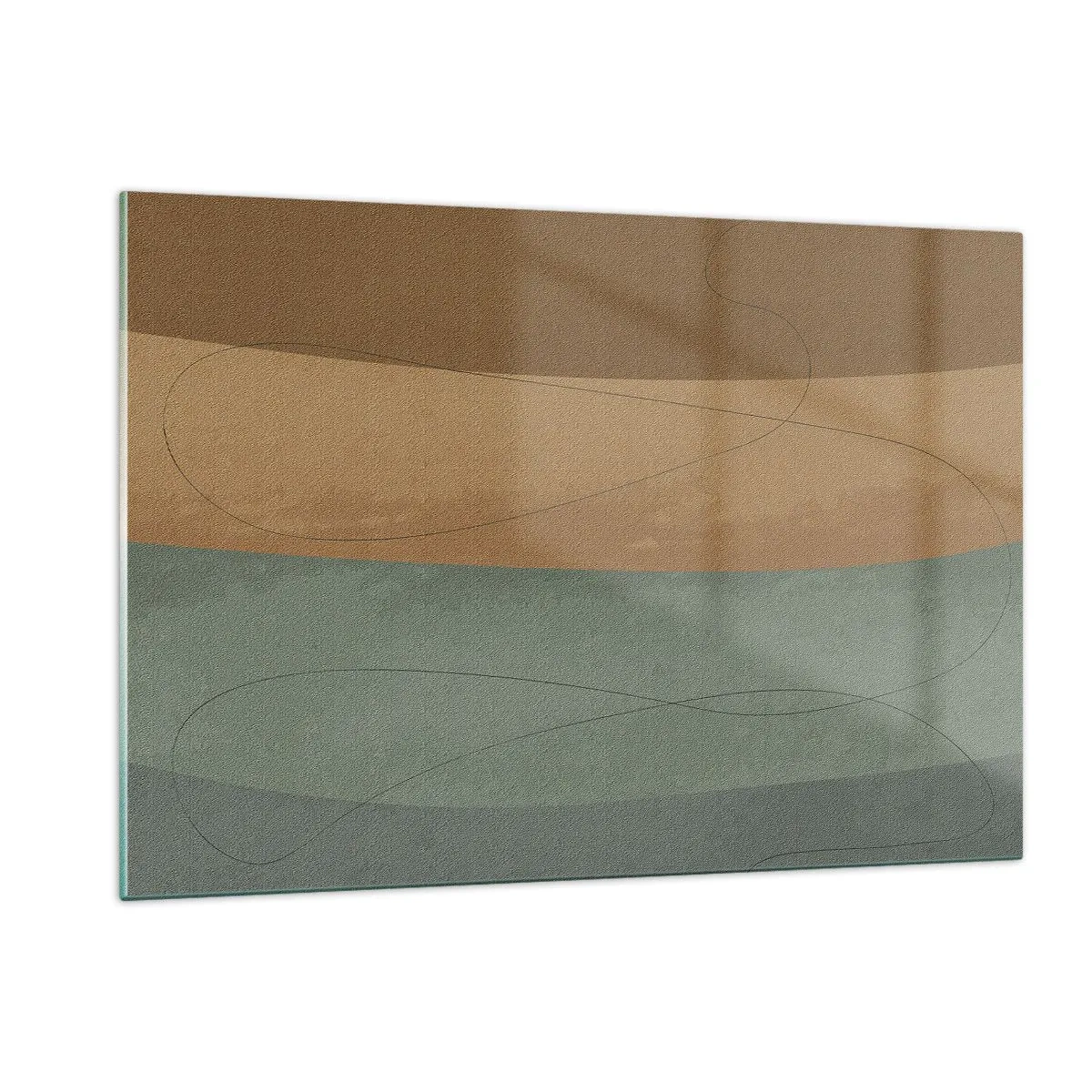 Cuadro sobre vidrio - Impresiones sobre Vidrio - Rayas abstractas en tonos tierra - 120x80cm - Composición horizontal - Decoración de pared moderna para salón y dormitorio ARTTOR