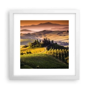 Póster en marco blanco - Paisaje toscano - 30x30 cm