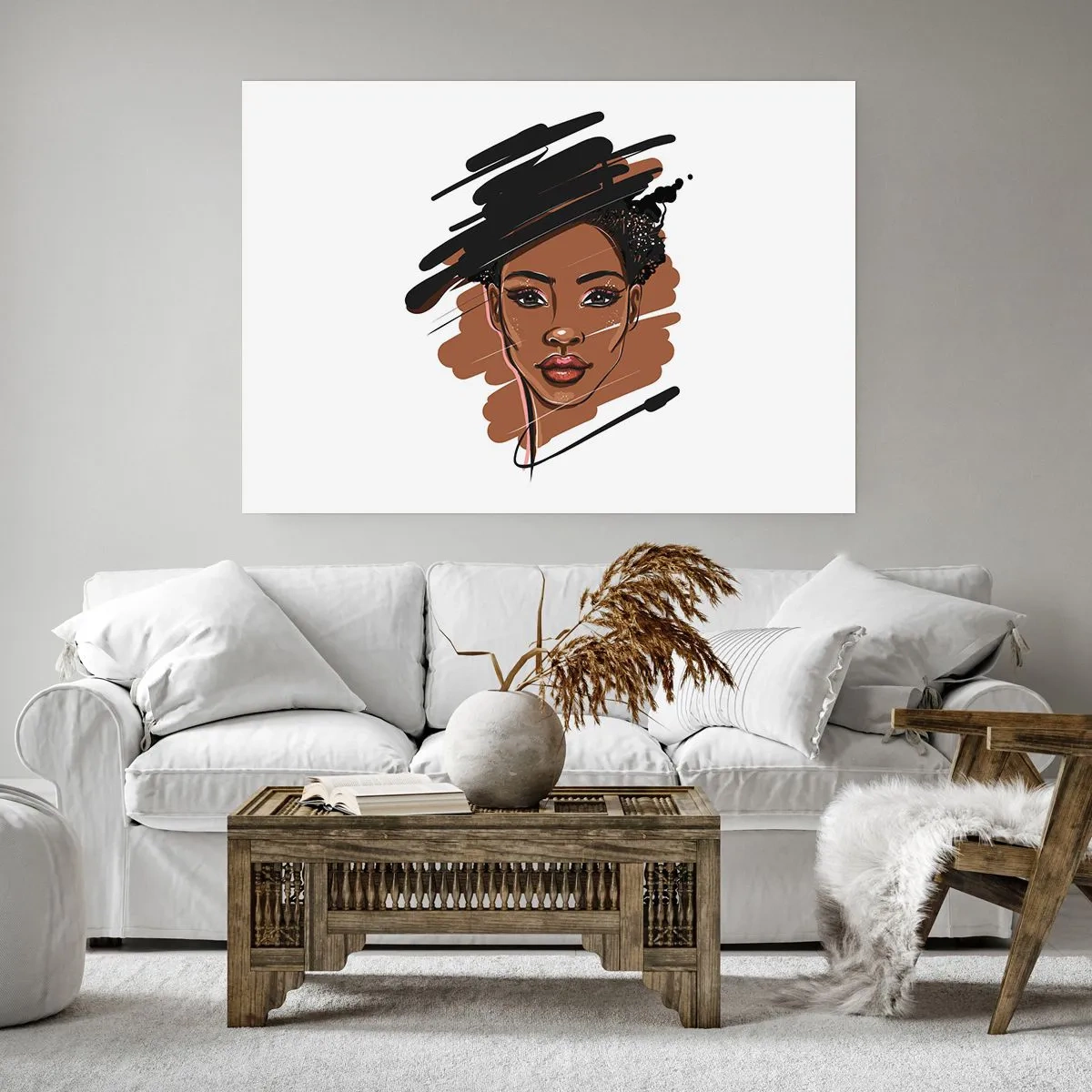 Póster - Retrato de una mujer con pinceladas artísticas - 100x70cm - Dulce como el chocolate - Decoración de pared moderna para salón y dormitorio ARTTOR