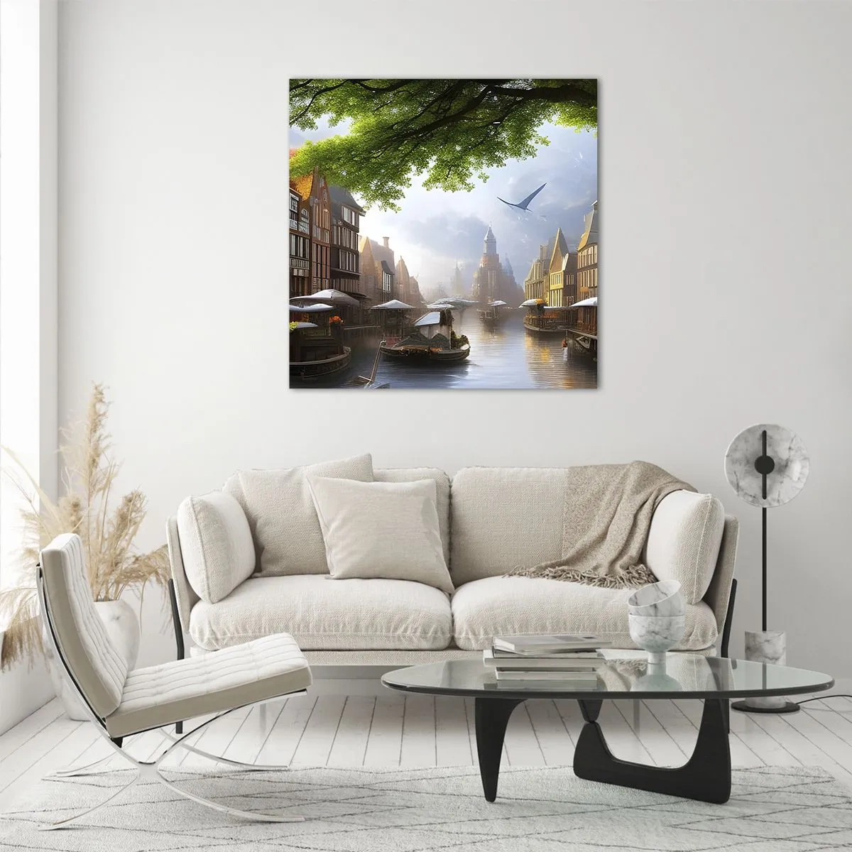 Cuadro sobre vidrio - Impresiones sobre Vidrio - Paisaje urbano holandés - 40x40 cm