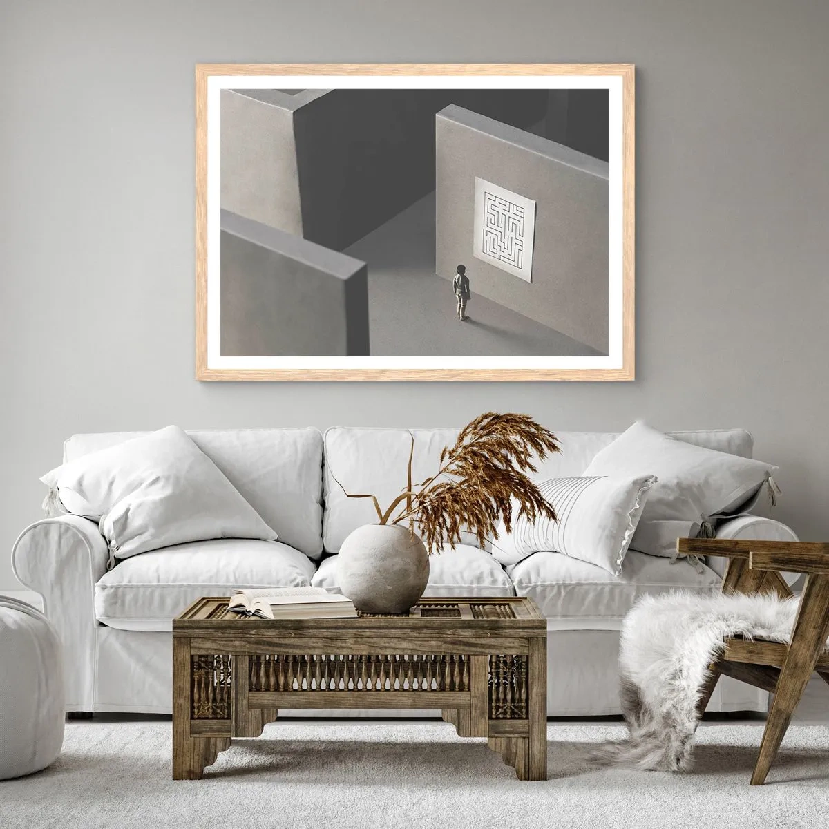 Póster en marco roble claro - ¿Pero dónde estoy? - 50x40 cm