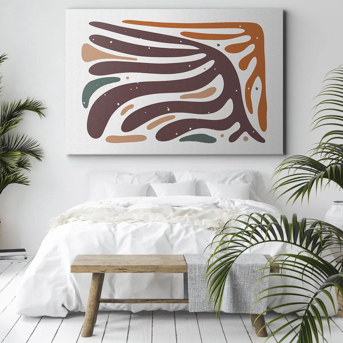 Cuadro sobre lienzo - Impresión de Imagen - Patrón orgánico con líneas radiantes en tonos cálidos. - 120x80cm - Composición orgánica - Decoración de pared moderna para salón y dormitorio ARTTOR