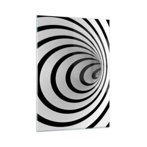 Cuadro sobre vidrio - Impresiones sobre Vidrio - Patrón espiral abstracto en blanco y negro - 50x70cm - ¿Tampoco puedes resistirte? - Decoración de pared moderna para salón y dormitorio ARTTOR