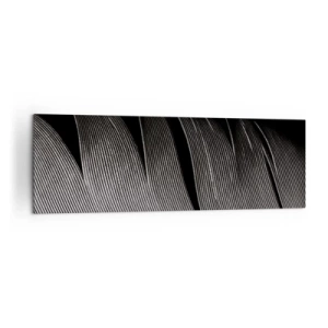 Cuadro sobre lienzo - Impresión de Imagen - Textura de plumas en blanco y negro en un estilo minimalista. - 160x50cm - Pluma - una construcción maravillosa - Decoración de pared moderna para salón y dormitorio ARTTOR