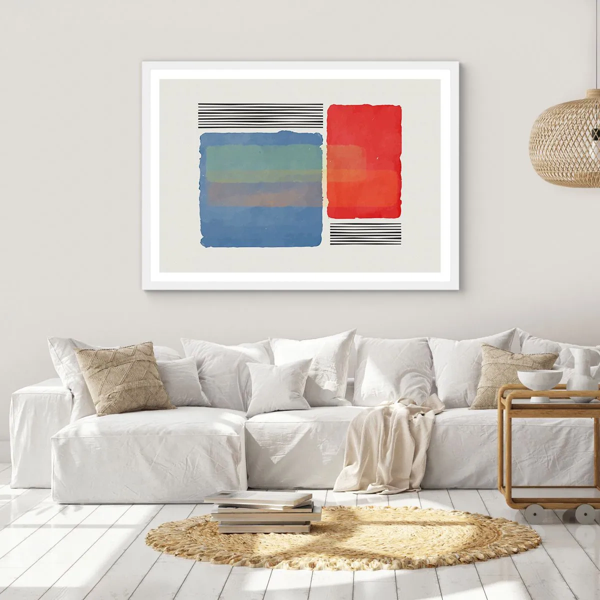 Póster en marco blanco - Espíritu y alma de la geometría - 100x70 cm