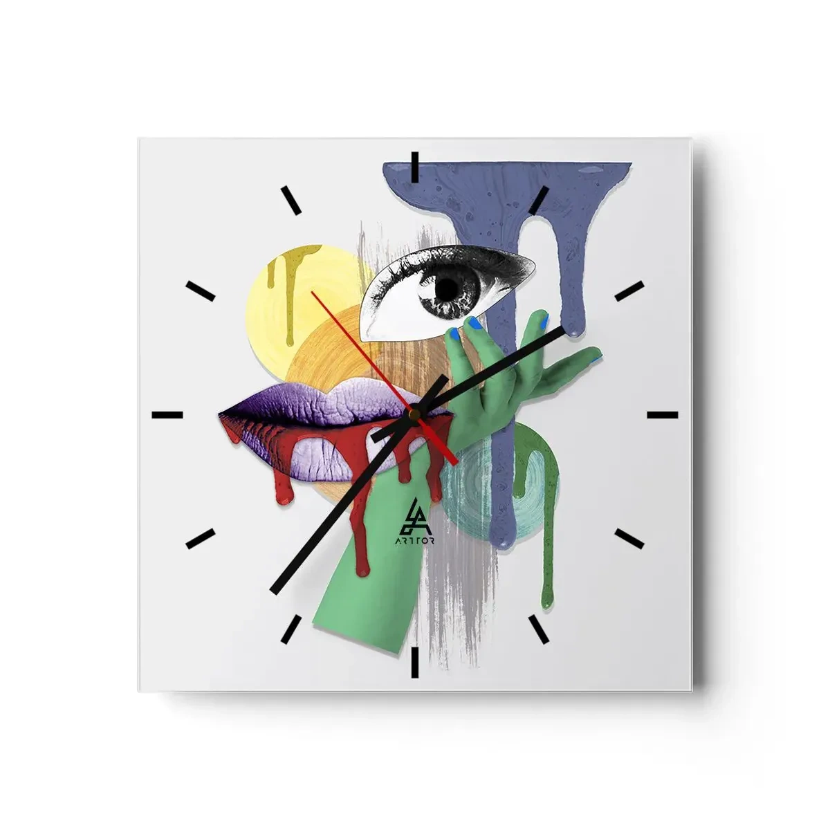 Reloj de pared - Reloj de vidrio - Un retrato deconstruido - 40x40 cm