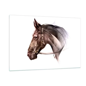 Cuadro sobre vidrio - Impresiones sobre Vidrio - Retrato de caballo en estilo artístico sobre fondo blanco. - 120x80cm - Elegancia - Decoración de pared moderna para salón y dormitorio ARTTOR