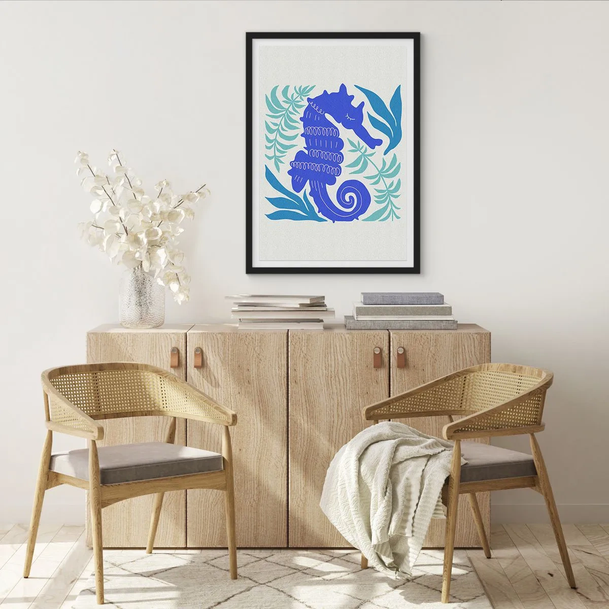 Póster en marco negro - En una pradera submarina - 70x100 cm