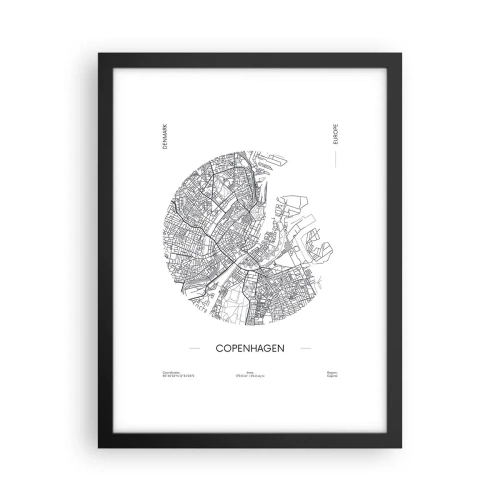Póster en marco negro - Anatomía de Copenhague - 30x40 cm