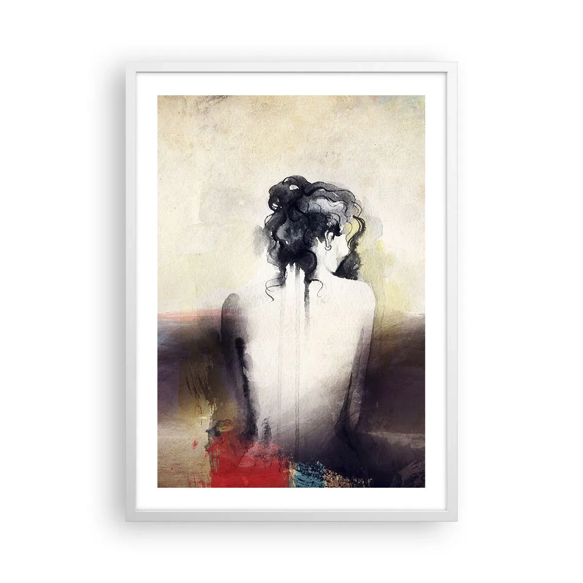 Póster en marco blanco - Líneas suaves, formas ovaladas - 50x70 cm