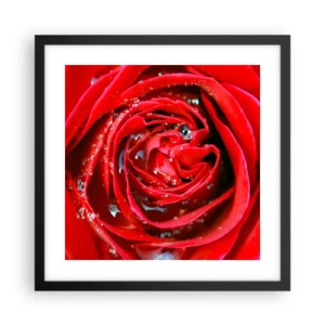 Póster en marco negro - En gotas de rocío - 40x40 cm