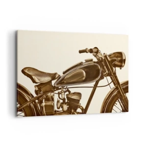 Cuadro sobre lienzo - Impresión de Imagen - Una motocicleta retro vintage sobre un fondo claro. - 100x70cm - Añoranza de los clásicos - Decoración de pared moderna para salón y dormitorio ARTTOR