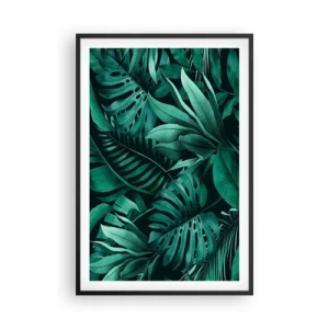 Póster en marco negro - Profundidad del verde tropical - 61x91 cm