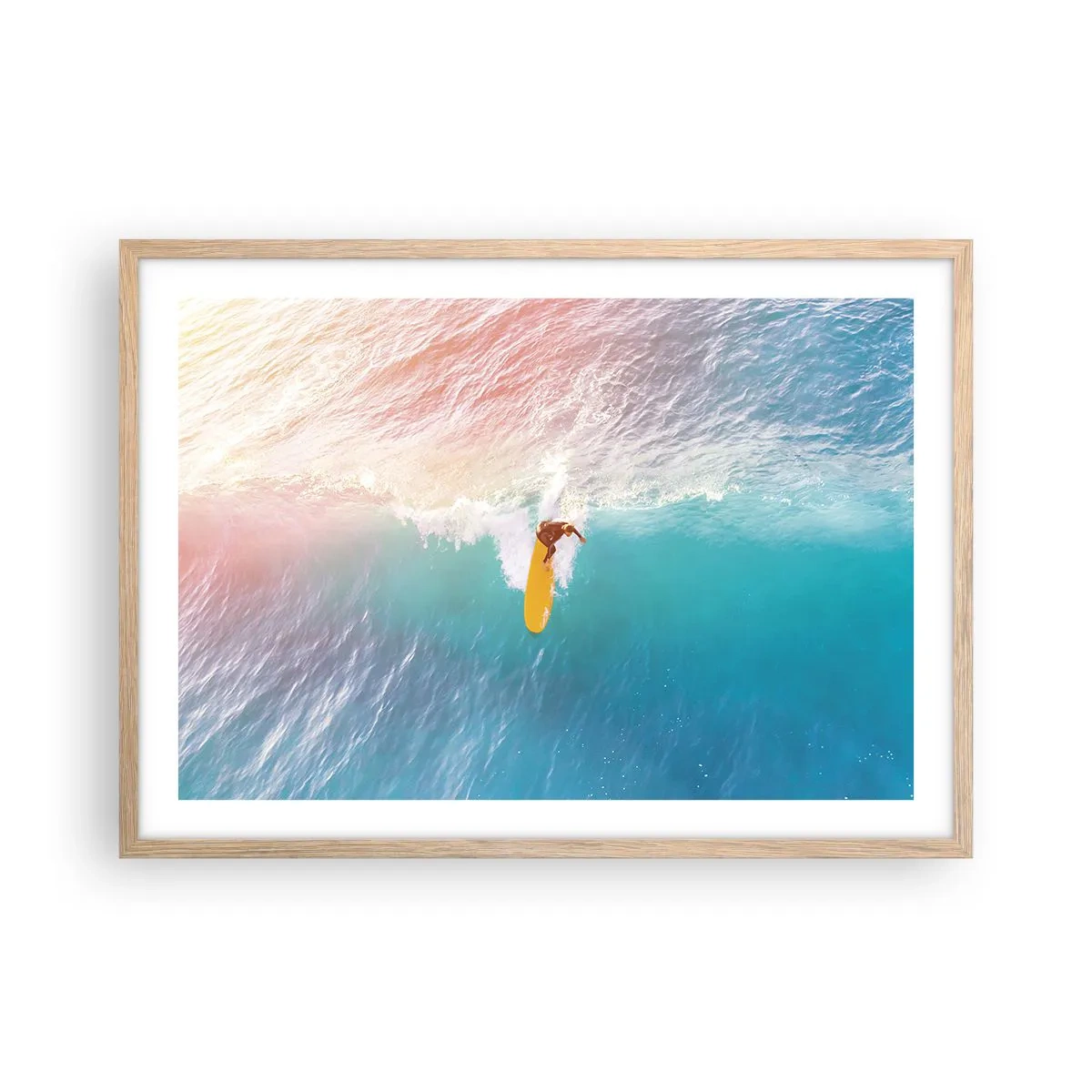 Póster en marco roble claro - Jinete del océano - 70x50 cm