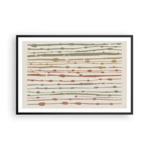 Póster en marco negro - Composición de notas musicales - 91x61 cm