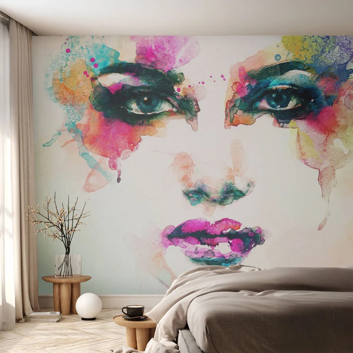 Fotomural personalizado Premium Canvas - Retrato en arco iris - Abstracción, cara de mujer, Pedazo