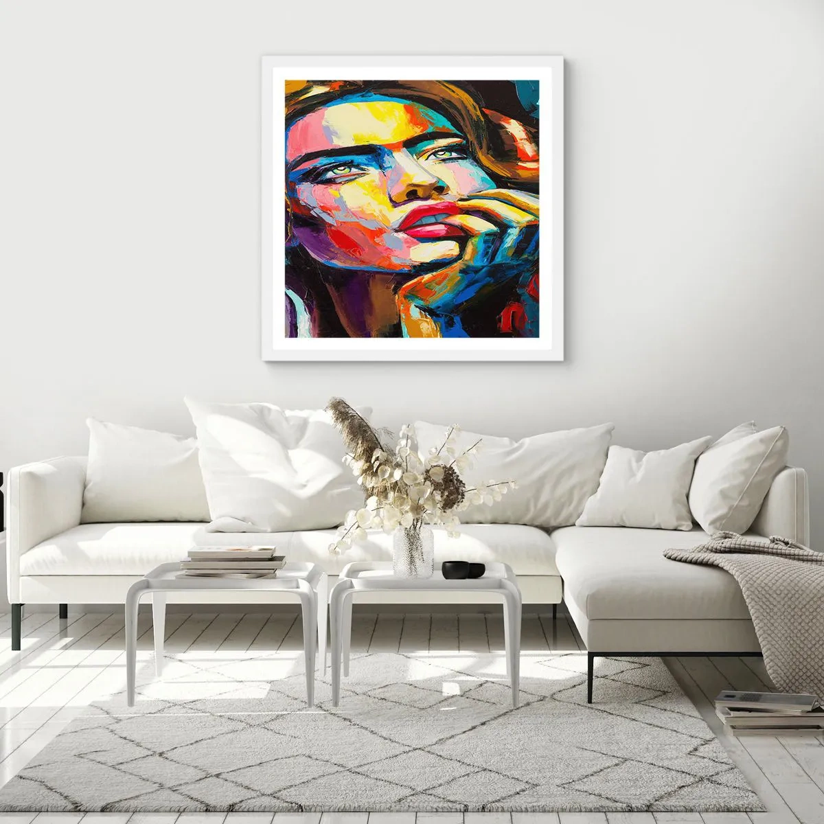 Póster en marco blanco - Sueños - 60x60 cm
