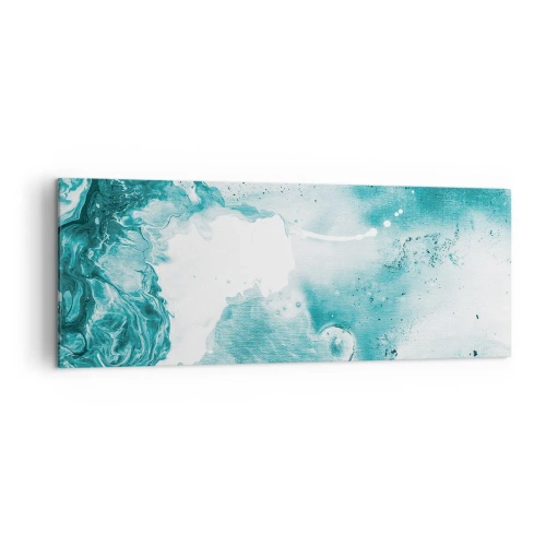 Cuadro sobre lienzo - Impresión de Imagen - Abstracción en tonos azules con delicados acentos de blanco. - 140x50cm - Remansos de azul - Decoración de pared moderna para salón y dormitorio ARTTOR