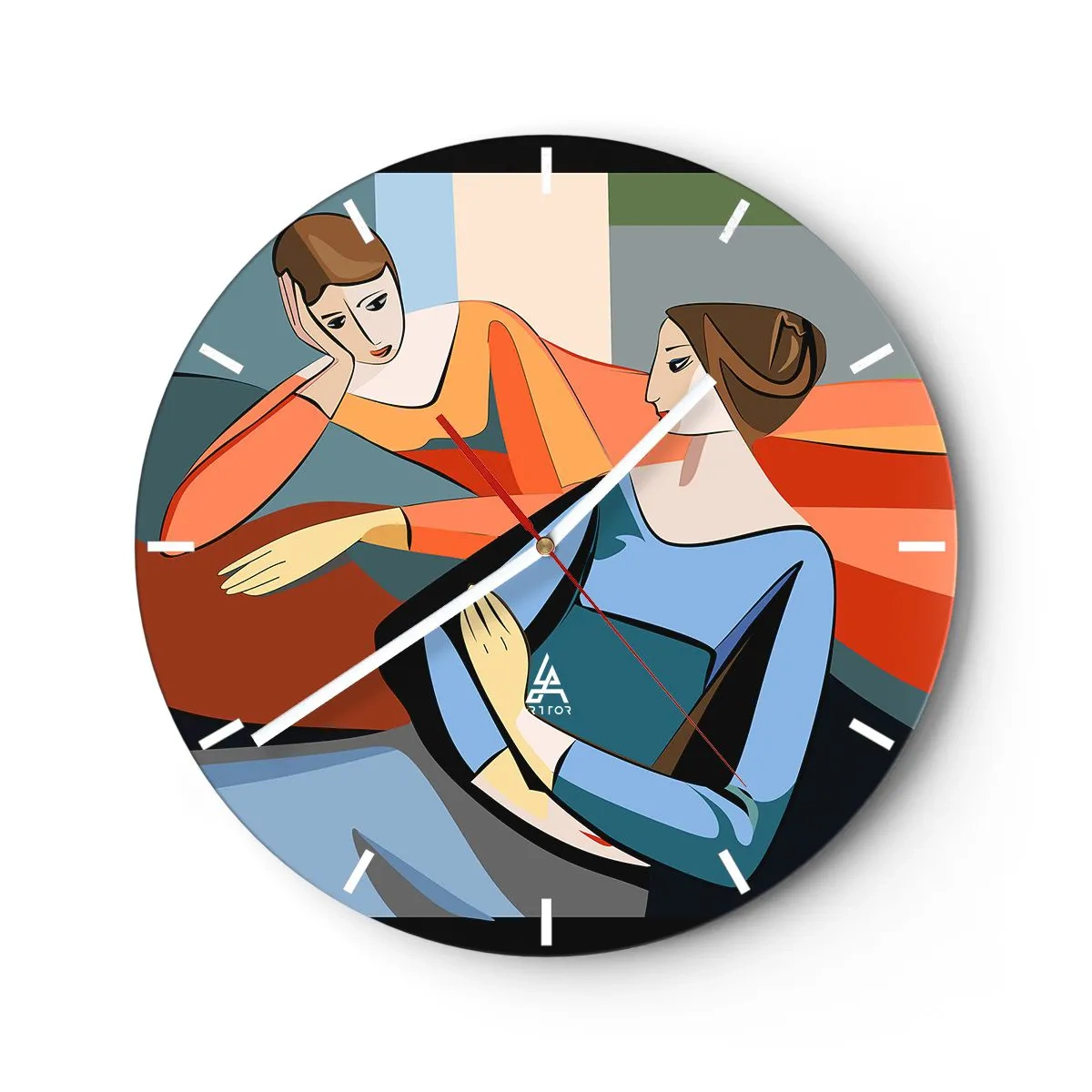 Reloj de pared - Reloj de vidrio - Un momento de confidencias - 30x30 cm