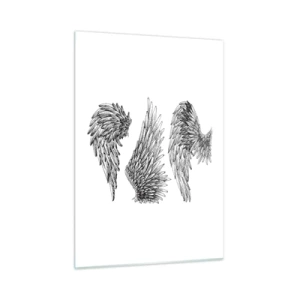 Cuadro sobre vidrio - Impresiones sobre Vidrio - Alas de ángel en gráficos artísticos en blanco y negro. - 50x70cm - Y puedes convertirte en un ángel - Decoración de pared moderna para salón y dormitorio ARTTOR
