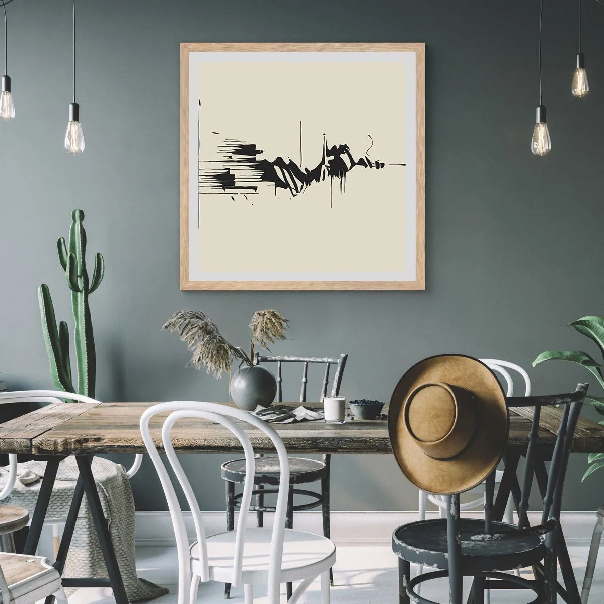 Póster en marco roble claro - Abstracción apresurada - 40x40 cm