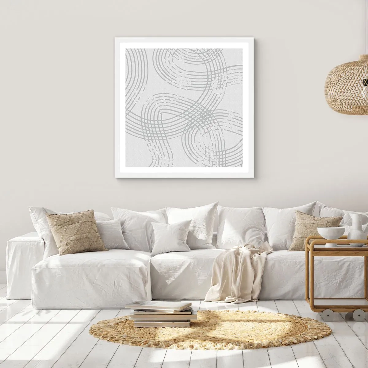 Póster en marco blanco - No hay camino recto - 60x60 cm